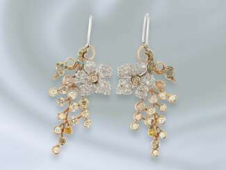 Ohrschmuck: sehr schöne und wertvolle handgearbeitete Diamant/Designer-Ohrringe, italienische Handarbeit, ca. 6ct Diamanten