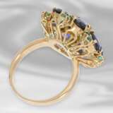 Ring: neuwertiger, 14K goldener vintage Blütenring mit Diamant-/Farbstein-Besatz - photo 3