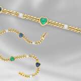 Armband: solide vintage Goldschmiedearbeit mit Brillanten von 0,5ct sowie unterschiedlichen Farbsteinen in Herzform, Handarbeit aus 18K Gold - фото 1