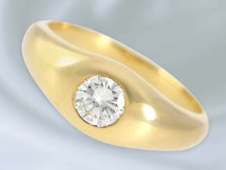 Ring: hochwertiger 18K Gold Brillant/Solitär-Bandring mit Halbkaräter von sehr guter Qualität