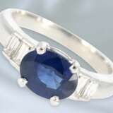 Ring: attraktiver vintage Saphir/Diamant-Ring, ca. 2,3ct, Saphir von schöner Farbe und Qualität, Handarbeit, 18K Weißgold, NP ca.3200€ - photo 1