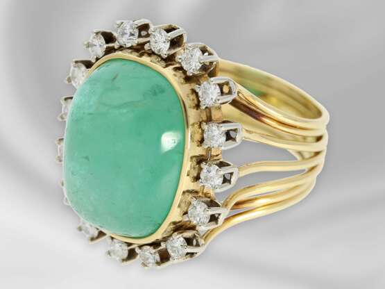 Ring: dekorativer, handgearbeiteter vintage Damenring mit Diamanten und großem Smaragd von ca.14ct - photo 2