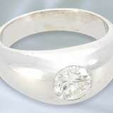 Ring: massiver und sehr hochwertiger vintage Brillant-Bandring aus 14K Weißgold, Brillant von hoher Qualität, ca. 1ct - photo 2