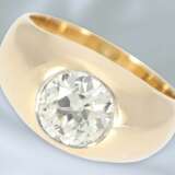 Ring: massiv gefertigter und ehemals teurer Bandring mit großem und wertvollen Altschliff-Diamant von ca. 2ct, 14K Gold - фото 1