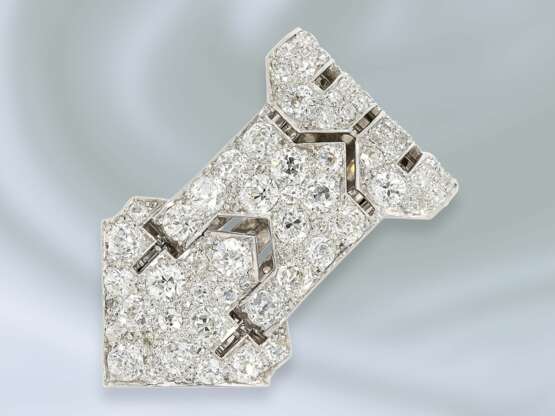 Brosche: besonders schöne Art dèco Diamant-Clip-Brosche, Handarbeit, feinste Altschliff-Diamanten von zusammen ca. 2,5ct - Foto 1