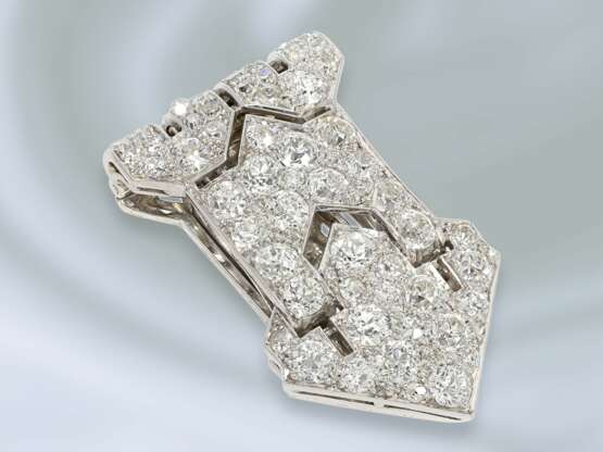 Brosche: besonders schöne Art dèco Diamant-Clip-Brosche, Handarbeit, feinste Altschliff-Diamanten von zusammen ca. 2,5ct - photo 2