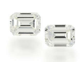 Diamant: Paar hochfeiner Emerald-Cut Diamanten, 1,24ct & 1,22ct, Top Crystal/VS-VVS, mit aktuellen DPL Zertifikaten