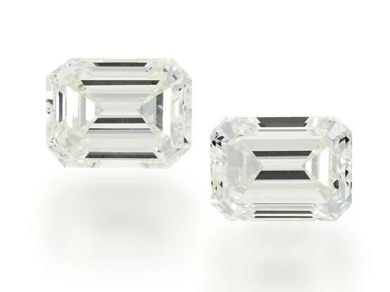 Diamant: Paar hochfeiner Emerald-Cut Diamanten, 1,24ct & 1,22ct, Top Crystal/VS-VVS, mit aktuellen DPL Zertifikaten - photo 1