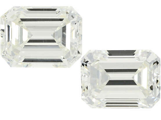 Diamant: Paar hochfeiner Emerald-Cut Diamanten, 1,24ct & 1,22ct, Top Crystal/VS-VVS, mit aktuellen DPL Zertifikaten - фото 2