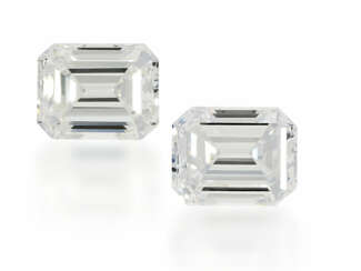 Diamant: Paar hochfeiner Emerald-Cut Diamanten, 0,52ct und 0,54ct, River-Top Wesselton/VS, mit aktuellen DPL-Zertifikaten