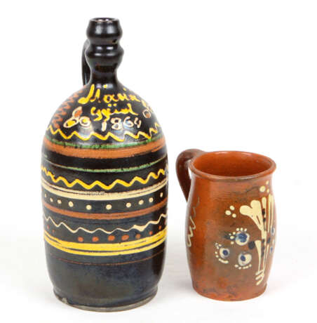 Keramik Flasche u. Henkelbecher - photo 1