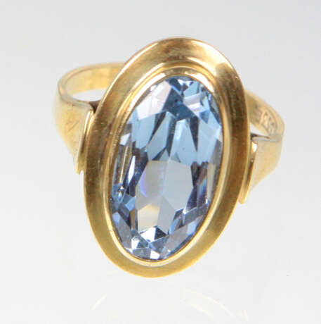 Ring mit blauem Stein - Gelbgold 333 - Foto 1