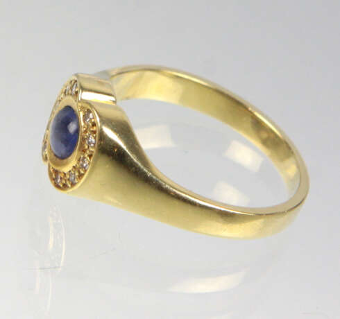 Saphir Ring mit Brillanten - Gelbgold 585 - Foto 2
