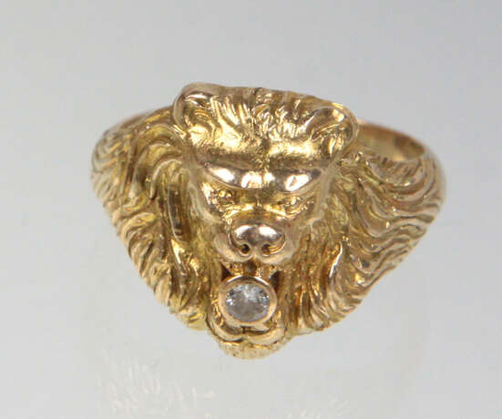 Löwenkopf Brillant Ring - Gelbgold 585 - Foto 1