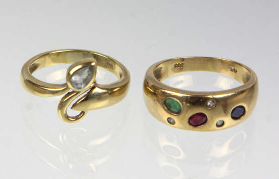 2 Damen Ringe mit Besatz - Gelbgold 333 - photo 1
