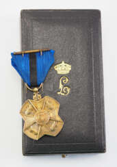 Belgien: Orden Leopold II., 1. Modell - Kongo Freistaat (1901-1910), Goldene Medaille, im Etui.