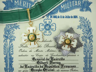 Brasilien: Orden Merito Militar, Großoffiziers Satz, mit Urkunde.