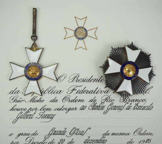 Brasilien: Orden von Rio Branco, Großoffiziers Satz, im Etui, mit Urkunde. - фото 1