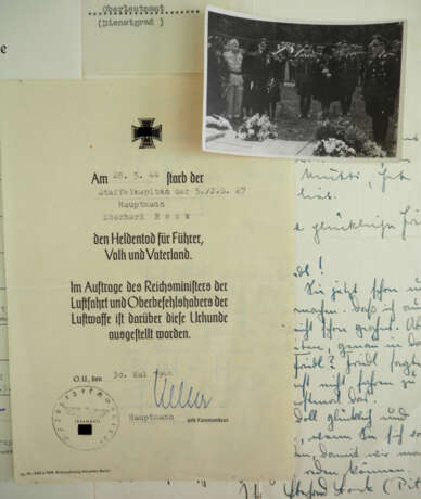 Urkundennachlass des Hauptmann Eberhard Bock der 5./ Jagdgeschwader 27 - Deutsches Kreuz in Gold. - Foto 8