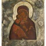 Gottesmutter von Wladimir mit vergoldeter Silberbasma - Foto 1