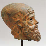 Male Bronze head of a bearded man with hat - photo 3