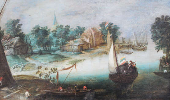 Jan Brueghel (1601-1678)- circle Village by the river with Peasants - Foto 2