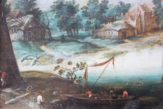 Jan Brueghel (1601-1678)- circle Village by the river with Peasants - фото 3