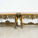 Pair of French Console tables wood curved and gilded - Foto 1