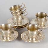 Six silver cups and saucers - фото 1