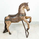 Children's Play-horse Wooden sculpted horse with remains of old colouring - фото 1