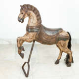 Children's Play-horse Wooden sculpted horse with remains of old colouring - photo 2