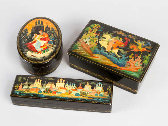 Three Russian Lacquer Boxes - фото 1