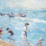 Unknown Artist children playeing by the sea oil on canvas described bottom left J - Foto 2