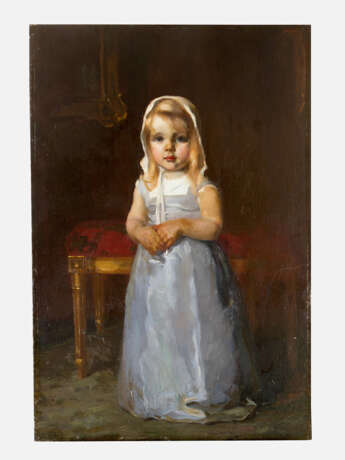 Arthur Halmi (1866-1936) portrait of a young girl oil on canvas signed upper right - Foto 1