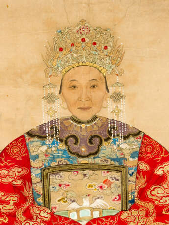 Chinese roll painting portrait of a honourable lady watercolour on paper - Foto 3