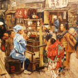 Chinese artist around 19th century street scene oil on canvas framed - фото 2