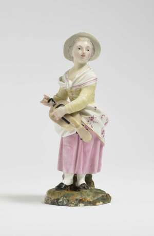 Bauernmädchen mit Drehleier. Höchst, um 1775 - 1780, Modell von Johann Peter Melchior - Foto 1