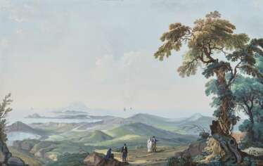 Blick vom Capo Miseno auf Procida und Ischia. Italien Anfang 19. Jahrhundert