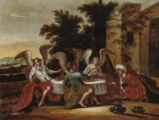 Abraham bewirtet die drei Engel. Niederlande 17. Jahrhundert