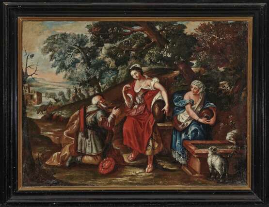 Rebekka und Elieser am Brunnen. Italien (?) 17. Jahrhundert - photo 2