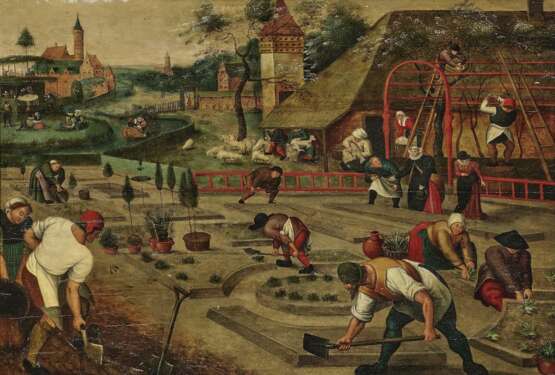Frühling - Das Bereiten der Blumenbeete. Werkstatt Brueghel d. J., Pieter - Foto 1