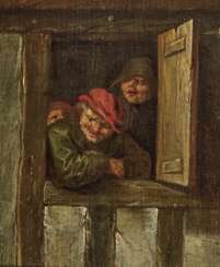 Drei Bauern am Fenster. Art des Brouwer, Adriaen