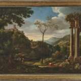 Italienische Landschaft mit Ruine und Figurenstaffage. Millet, gen. Francisque, Jean François, zugeschrieben - Foto 2