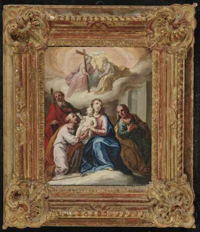 Heilige Familie mit den Hll. Anna und Joachim. Süddeutsch 18. Jahrhundert - Foto 2