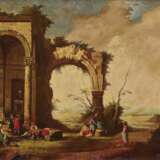 Ruinenlandschaften mit Figurenstaffage. Italien (?) im Stil des 18. Jahrhundert - photo 1