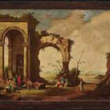 Ruinenlandschaften mit Figurenstaffage. Italien (?) im Stil des 18. Jahrhundert - Foto 3