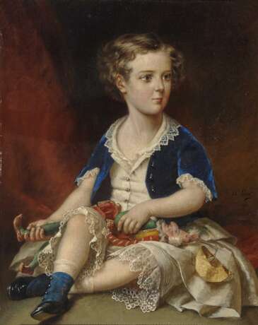 Bildnis eines Knaben mit Kasperl-Puppe. Laure, Jules (Jean François Hyazinthe Jules) - Foto 1