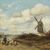 Landschaft mit Windmühle und Schafhirten. Lier, Adolf - фото 1