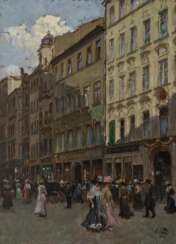 Münchener Straßenszene. Vetter, Charles (Karl Friedrich Alfred) 