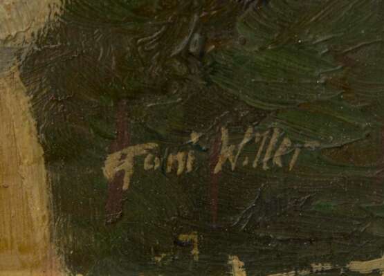 TONI WILLER: ZIEGENJUNGE, Öl auf Pressspan, gerahmt und signiert. - photo 2